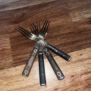 Four set of wooden vintage forks